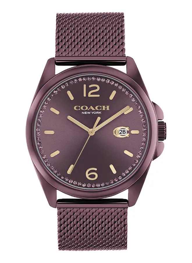 COACH Women's Analog Round Shape Stainless Steel Wrist Watch 14504252 - 41 Mm