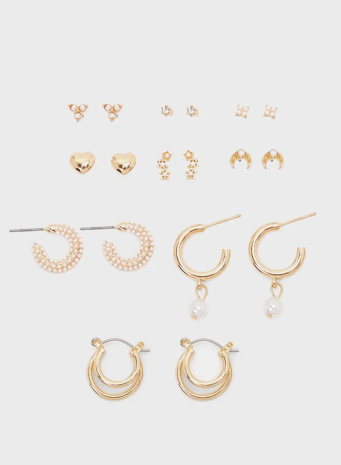 Styli Set Of 9 Embellished Stud And Hoop Earrings