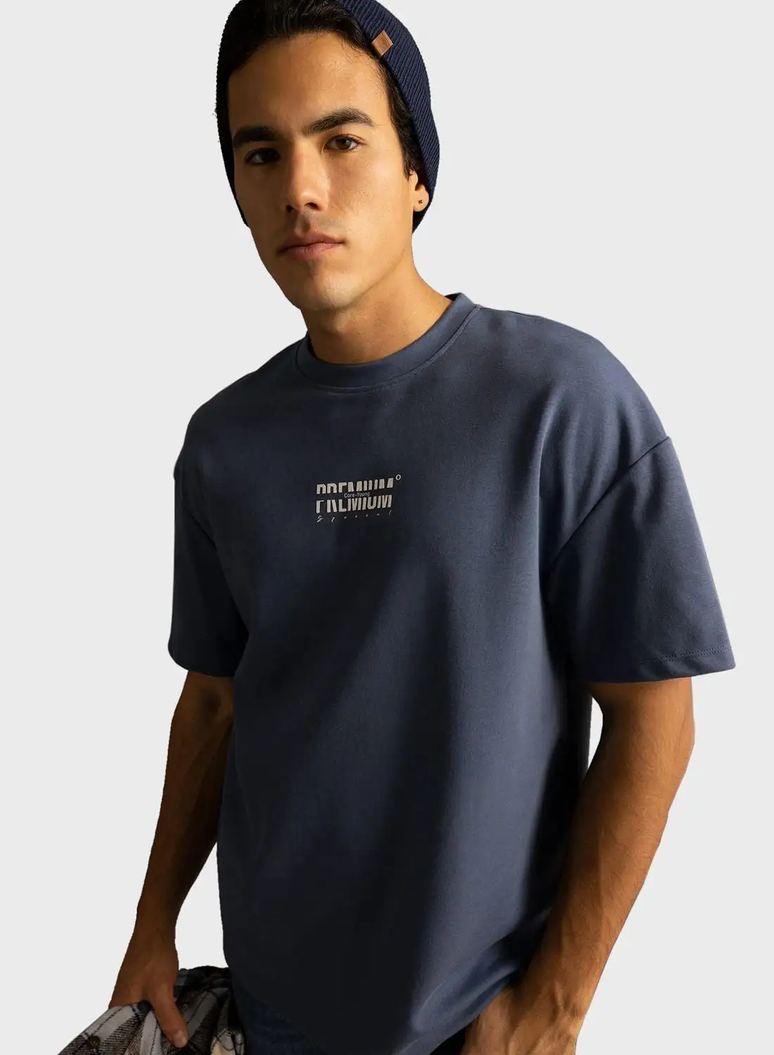 DeFacto Slogan Crew Neck T-Shirt