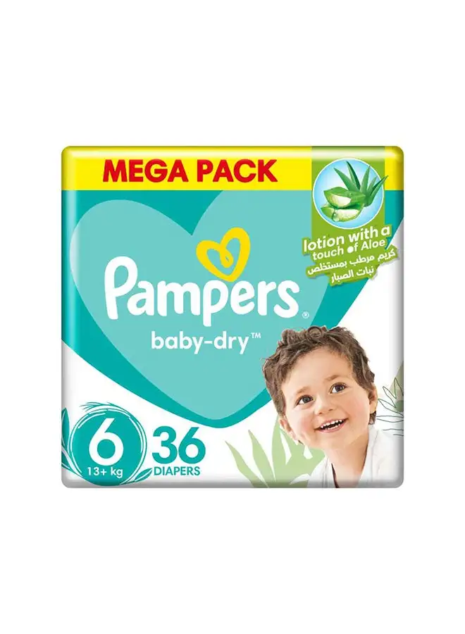 Pampers Aloe Vera Taped Diapers Size 6 Mega Pack 36 Count