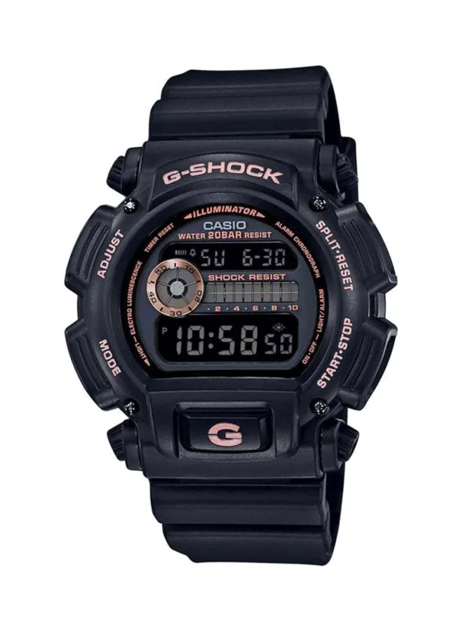 G-SHOCK ساعة يد رقمية بسوار من الراتنج شكل دائري للرجال - أسود - DW-9052GBX-1A4DR