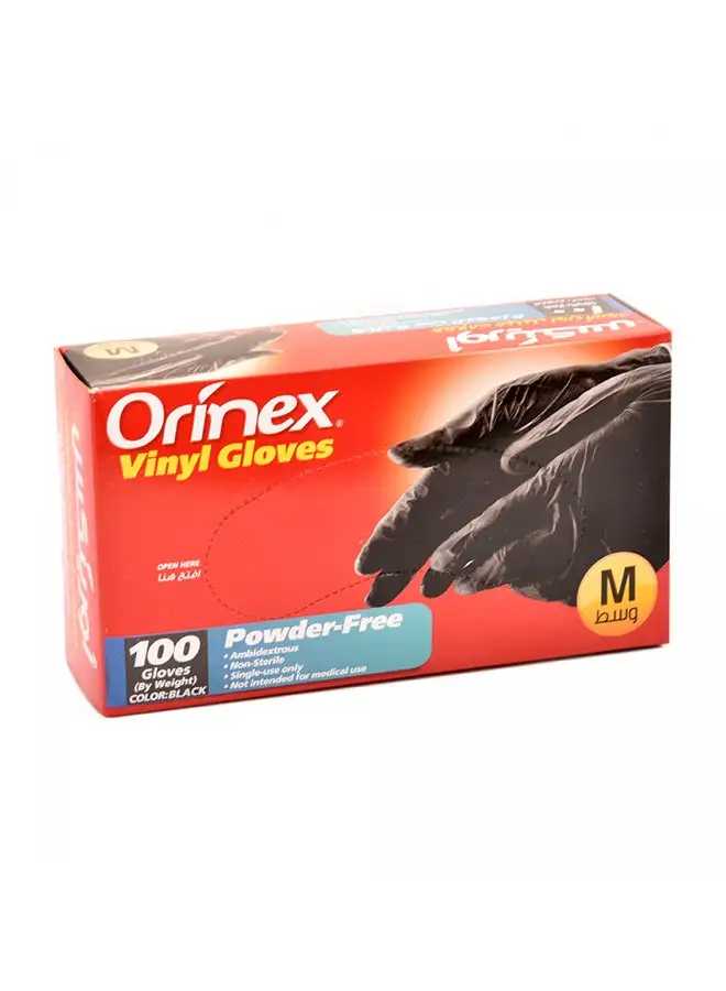 أورينكس 100 قطعة قفازات فينيل أسود M