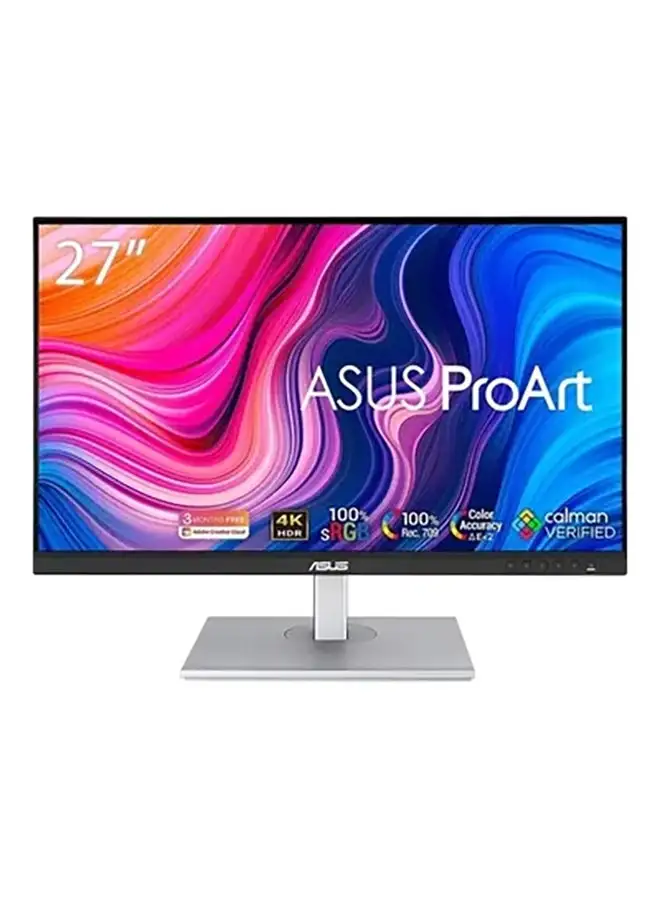 شاشة ASUS ProArt PA279CV مقاس 27 بوصة بدقة 4K HDR UHD (3840 × 2160)، IPS، 100% sRGB/Rec. 709، USB-C DisplayPort HDMI USB Hub، تم التحقق من Calman، ارتفاع محوري مائل قابل للتعديل | 90LM06M1-B01170 أسود/فضي