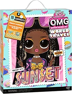 L.O.L. Surprise! OMG World Travel Sunset Fashion Doll with 15 Surprises Including Outfit, Shoes, Travel Accessories, & More