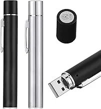 Pen Torch Reusable, 2 PCS Diagnostic Medical Penlight USB Rechargeable LED Pen Ligh for Nurses Students Doctors, Mini Flashlight with 2 LED Sources, Magnetic Cap, Pocket Clip