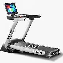 Sparnod Fitness STH-6010 Treadmill for Home Use - 40cm WiFi Touch Screen, Entertainment Apps, 6HP Motor, 150kg Weight Capacity, 1-18.8 km/h, Auto-Incline, Foldable, Speakers