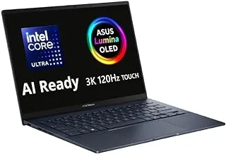 Asus ZenBook 14 OLED UX3405MA، Intel Core Ultra 9 185H 16 نواة، AI Ready، 14 بوصة OLED 3K 120 هرتز، ذاكرة الوصول العشوائي 16 جيجابايت، 1 تيرابايت SSD، TypeC 65W، أزرق، لوحة مفاتيح بإضاءة خلفية AR-EN + NumPad، WIN 11، ضمان دولي لمدة عامين