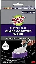 Scotch-Brite Glass Cooktop Wand with Refill Pads, Cleans With Just Water, Tackle Burnt-On Messes, 1 Wand and 2 Replacement Heads