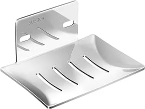 ECVV 2Pcs Soap Dish Holder, Wall Mounted Soap Dish Rack, Self Draining No Drilling Foldable Storage, Rustproof Thicken Stainless Steel, Sponge Tray Bar for Shower Bathroom & Kitchen, Sink (Silver03)