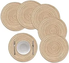 Sulfar Round Braided Placemats Set of 5PCS Round Table Mats Woven Heat Resistant Table Mats for Dining Tables