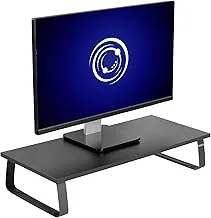 VIVO 24 inch Monitor Stand, Wood & Steel Desktop Riser, Screen, Keyboard, Laptop, Small TV Ergonomic Desk and Tabletop Organizer, Black, STAND-V000D