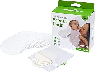 MOON Bamboo Reusable Maternity/Nursing Breast Pads, Nipple covers for Breast Feeding moms, Contoured, Soft, Breathable, Super Absorbent with PE Layer, waterproof cover with mesh bag - Pack of 14