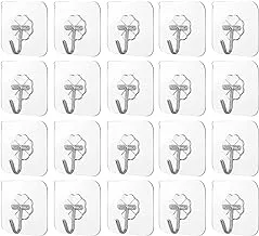 ECVV Adhesive Wall Hooks 20 Pcs, Transparent Strong Suction Hooks For Home Kitchen and Bathroom, Heavy Duty Nail Free Sticky Hangers with Hooks Utility Towel Bath Ceiling Hooks, Transparent