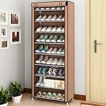 ECVV 9 Ties Shoe Rack with Strong Weight Capacity, Waterproof Nonwoven Fabric Cover, Ideal Shoe Storage for 27 Pairs, 60(L)×30(W)×160(H) cm Suitable for Sneakers, High Heels and Boots(Color: Brown)