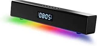 4Gamers Light Up Soundbar with Digital Clock and Gaming Session Timer, Black