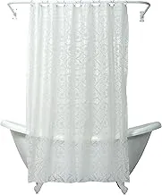Zenna Home India Ink Morocco Waterproof PEVA Shower Curtain, White, 70 x 72 Inches