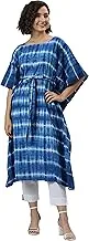 Janasya Valentines Day Gifts Blue Cotton Kaftan(JNE3833-KR-XXXL)