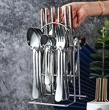 BRITISH CHEF 24 Pcs Stainless Steel Tableware/Flatware with stand | Mirror Polished Cutlery Set | Tableware Set of 6 Spoon/6 Tea Spoon/6Knife/6 Fork | BC320