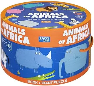 Sassi Book And Giant Puzzle Round Box Animals Of Africa