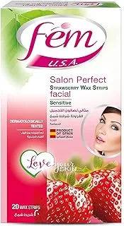 FEM Facial Wax Strip Normal Skin 20 Strips, Pink
