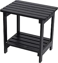شاين كومباني 4114BK طاولة جانبية خشبية مستطيلة للاستخدام الداخلي/الخارجي، باللون الأسود