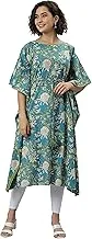 Janasya Valentines Day Gifts Blue Cotton Kaftan(JNE3823-KR-XXL)