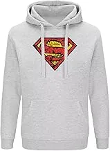 ERT Group 009 Superman Long Sleeve DC Hoodie with Kangaroo Pocket for Men, 2X Large, Gray