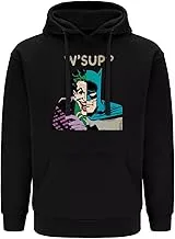 ERT Group 003 Batman and Joker Long Sleeve DC Hoodie with Kangaroo Pocket for Men, Small, Black