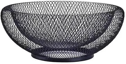 ECVV 10inch Fruit Basket Bowl Stand for Kitchen, Restaurant, Large Black Decorative Table Centerpiece Holder for Bread, Candy, Egg, K Cup,