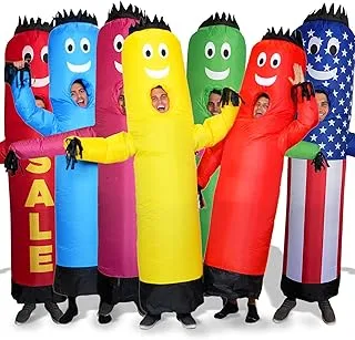 LookOurWay Air Dancers Inflatable Tube Man Costume - Wacky Waving Inflatable Tube Guy Blow Up Halloween Costume - Adult Size - Red