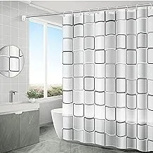 ستارة حمام شفافة من سكاي تاتش ، تصميم مطبوع مربع ، صديقة للبيئة مقاومة للماء شديدة التحمل مع شبكة مضادة للعفن للحمام وحوض الاستحمام ، 180 × 200 سم