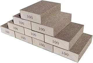 10 Pack 100 Grit Sanding Sponge, Washable and Reusable Sanding Blocks Great for Pot Brush Pan Brush Sponge Brush Glasses Sanding Wood Sanding Metal Sanding (100 Grit-10 Pack)