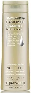 GIOVANNI Smoothing Castor Oil Shampoo, 13.5 oz. – All Hair Types, Moisturize Hair & Scalp, Hydrate & Tame Frizz, Jojoba, Argan Oil, Coconut Oil, Shea Butter, Keratin