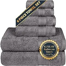 TRIDENT Soft and Plush, 100% Cotton, Highly Absorbent, Bathroom Towels, Super Soft, 6 Piece Towel Set (2 Bath Towels, 2 Hand Towels, 2 Washcloths), 500 GSM, Charcoal