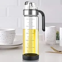 ECVV High Borosilicate Glass Oil Dispenser Bottle with Automatic Cap,18 oz/500 ml Kitchen Oil and Vinegar Cruet for Cooking,No Drip Pouring Spout Liquid Container for Olive Oil,Soy Sauce - 500Ml