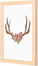 LOWHA Deer roses Wall Art with Pan Wood framed Ready to hang for home, bed room, office living room Home decor hand made wooden color 23 x 33cm By LOWHA