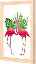 LOWHA flamingo with leaves Wall Art with Pan Wood framed Ready to hang for home, bed room, office living room Home decor hand made wooden color 23 x 33cm By LOWHA