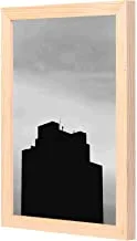 LOWHA Silhouette of Building Wall Art with Pan مؤطر خشبي جاهز للتعليق للمنزل ، غرفة النوم ، غرفة المعيشة والمكتب ، ديكور المنزل مصنوع يدويًا ، لون خشبي 23 × 33 سم من LOWHA