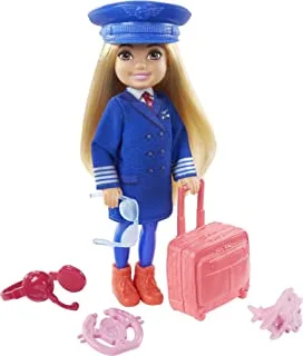 Barbie ‎GTN90 Chelsea Can Be Playset with Blonde Chelsea Pilot Doll (16.30 cm - 6-in), Luggage, Headset, Cockpit Wheel, Mini Plane, Glasses, Great Gift for Ages 3 Years Old & Up