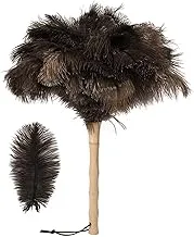 Ostrich Feather Duster, ELECDON 16 inch Fluffy Natural Genuine Ostrich Feathers with Wooden Handle and Eco-Friendly Reusable Handheld Ostrich Feather Duster for Cleaning Supplies