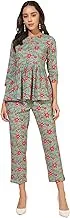 Janasya Valentines Day Gifts Blue Cotton Printed Co-Ord Set(SET950-CO-ORD-A-XXL)