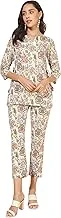 Janasya Valentines Day Gifts White Cotton Printed Co-Ord Set(SET944-CO-ORD-A-XXL)