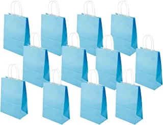 طقم أكياس هدايا ورقية من شواي 12 قطعة ، أكياس ورقية صديقة للبيئة ، بمقابض سائبة ، أكياس ورقية ، أكياس تسوق ، أكياس كرافت ، أكياس بيع بالتجزئة ، أكياس للحفلات 15 × 21 × 8 سم ، لون أزرق ،