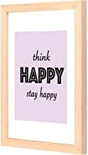 LOWHA Think Happy Stay Happy Wall Art with Pan Wood framed Ready to hang for home, bed room, office living room Home decor hand made wooden color 23 x 33cm By LOWHA
