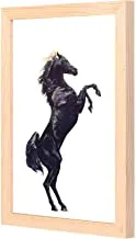 لوحة فنية جدارية ملونة على شكل حصان واقف من لووا مع لوحة خشبية مؤطرة جاهزة للتعليق للمنزل وغرفة النوم والمكتب وغرفة المعيشة والديكور المنزلي مصنوع يدويًا بألوان خشبية 23 × 33 سم من LOWHa