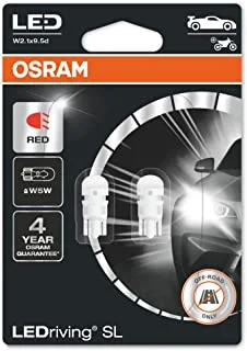 Osram Ledriving® Sl ، ≜ W5W ، أحمر ، مصابيح إشارة LED ، للطرق الوعرة فقط ، Non Ece ، نفطة مزدوجة