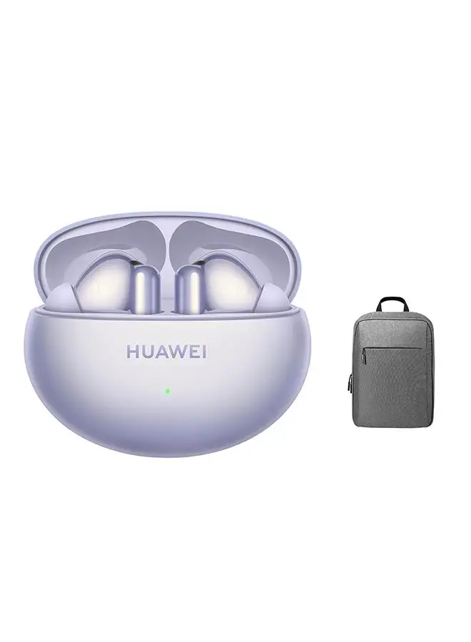 HUAWEI FreeBuds 6i True Wireless In-ear Earphones, Dynamic ANC 3.0, Punchy Bass, Fast Charging, Longer Listening, Distraction-Free Calling, IP54, Dual-Device Connection + Backpack Purple