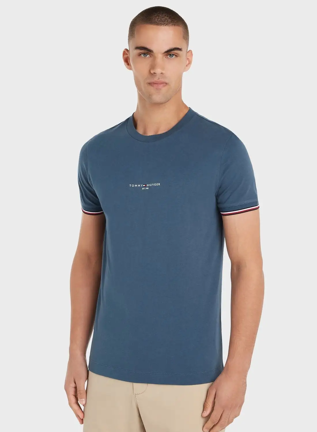 TOMMY HILFIGER Logo Tipped Crew Neck T-Shirt