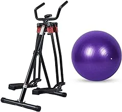 جهاز تمرين الذراعين والساقين من فتنس وورلد مع كرة اليوجا GYM 85 سم كرة توازن متوازنة لليوجا واللياقة البدنية وكرة التمرين مع مضخة هواء (أرجواني)