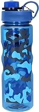 Royalford rf6419 600mlwater bottle - reusable water bottle wide mouth with hanging clip | printed bottle | perfect while travelling, camping, trekking & more, Blue